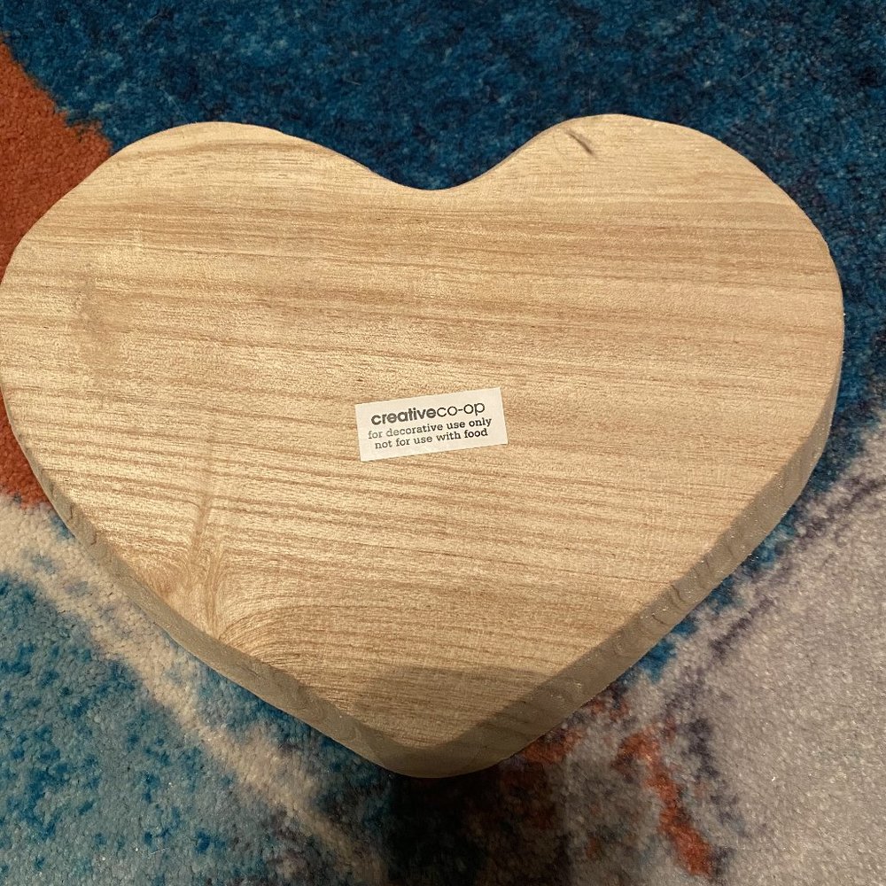 NEW! Handcrafted Wood Heart by Creative co-op - Picture 2 of 4